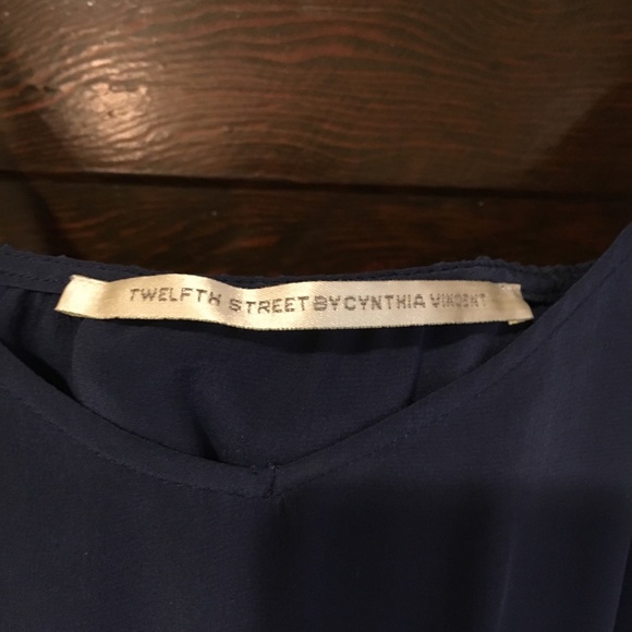 Blue Silk Slip Dress With Banded Waist - Picture 3 of 4